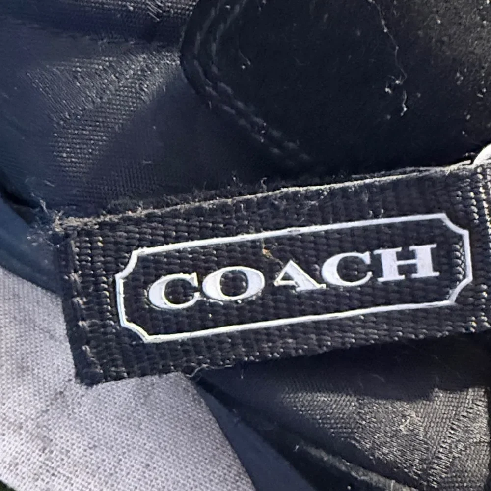 Coach Micki Black Suede Signature Monogram Canvas Cross Latch Casual Sneakers